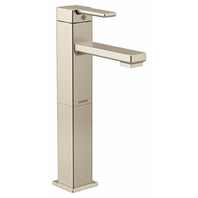 90 Degree Single Hole High Arc Bathroom Faucet – Brushed Nickel S6712BN Moen