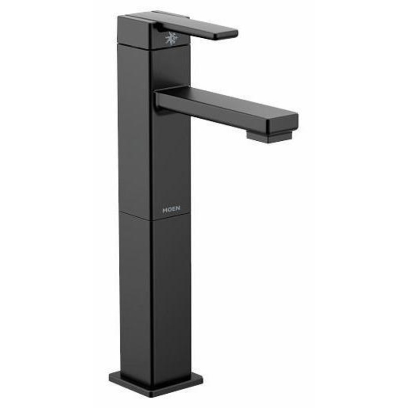 90 Degree Single Hole High Arc Bathroom Faucet – Matte Black S6712BL Moen