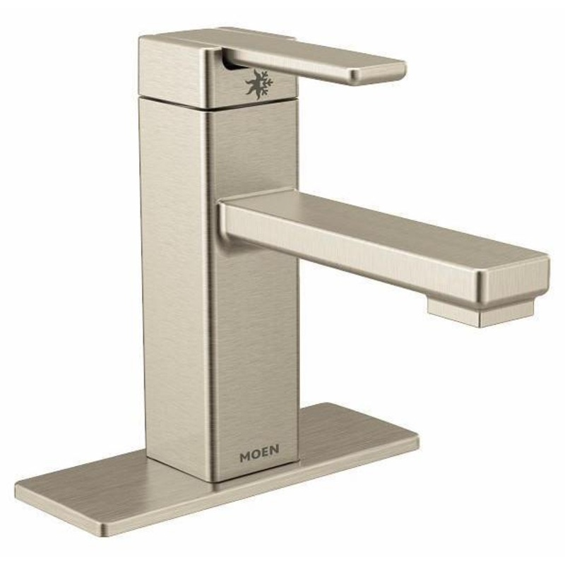 90 Degree Single Hole Low Arc Bathroom Faucet – Brushed Nickel S6710BN Moen