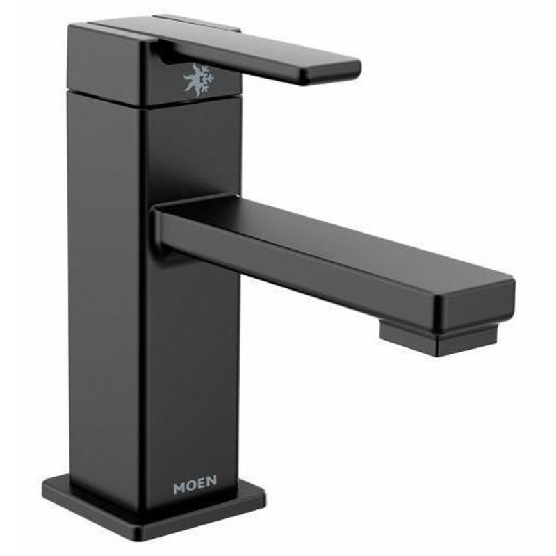 90 Degree Single Hole Low Arc Bathroom Faucet – Matte Black S6710BL Moen