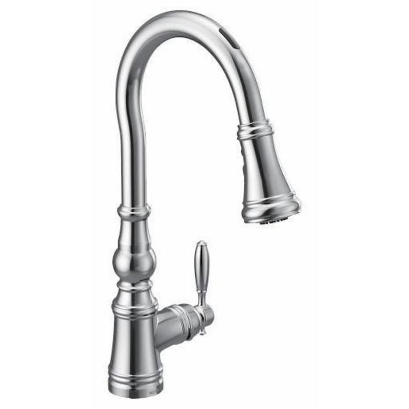 Weymouth Motion Control Smart Kitchen Faucet with Pulldown Spray – Chrome S73004EV2C Moen