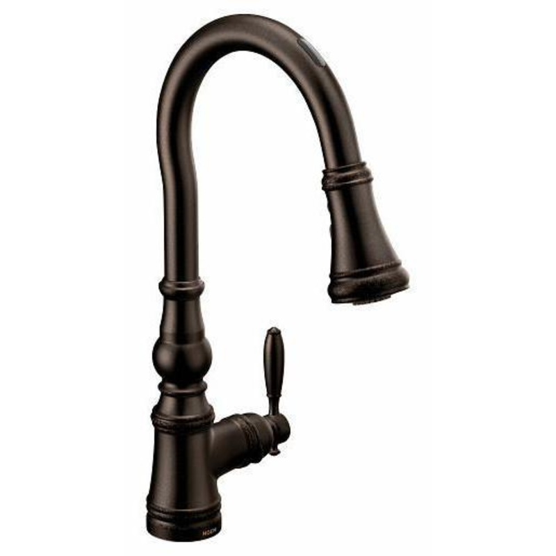 Weymouth Motion Control Smart Kitchen Faucet with Pulldown Spray – Oil Rubbed Bronze S73004EV2ORB Moen