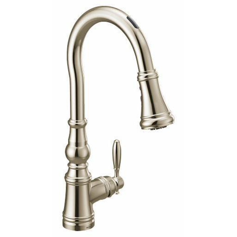 Weymouth Motion Control Smart Kitchen Faucet with Pulldown Spray – Polished Nickel S73004EV2NL Moen