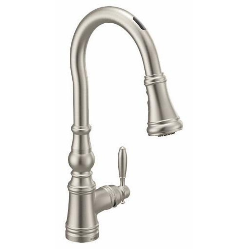 Weymouth Motion Control Smart Kitchen Faucet with Pulldown Spray – Spot Resist Stainless S73004EV2SRS Moen
