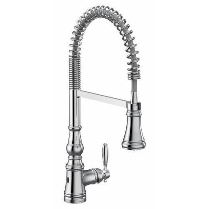 Weymouth MotionSense Wave Pre-Rinse Kitchen Faucet with Spring Pulldown Spray – Chrome S73104EWC Moen