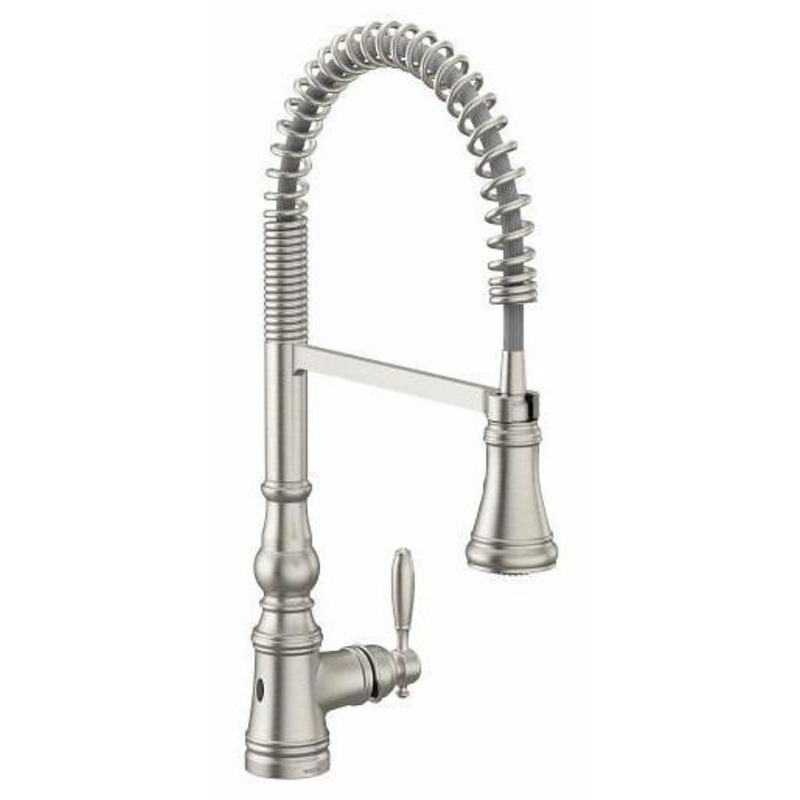 Weymouth MotionSense Wave Pre-Rinse Kitchen Faucet with Spring Pulldown Spray – Spot Resist Stainless S73104EWSRS Moen