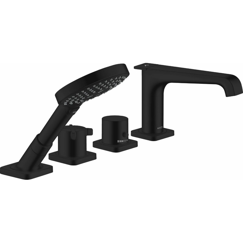 Axor Citterio E 4-Hole Roman Tub Faucet Trim with Hand Shower – Matte Black 36413671 Axor