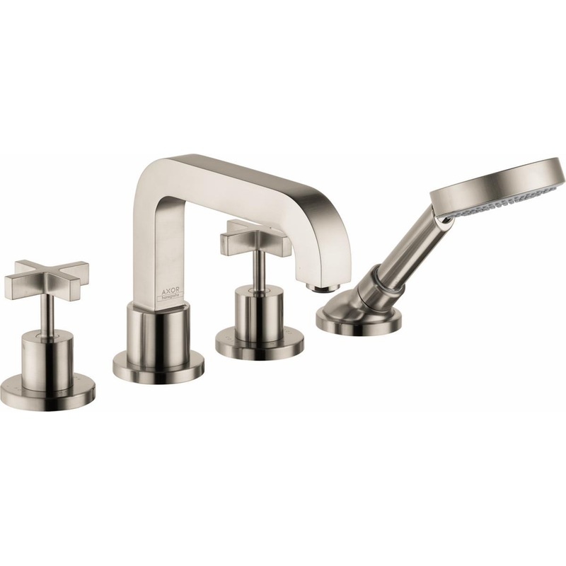Axor Citterio 4-Hole Roman Tub Faucet Trim with Hand Shower – Brushed Nickel 39461821 Axor
