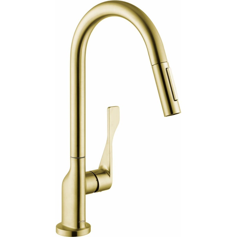 Axor Citterio Kitchen Faucet with Pulldown Spray – Brushed Gold Optic 39835251 Axor