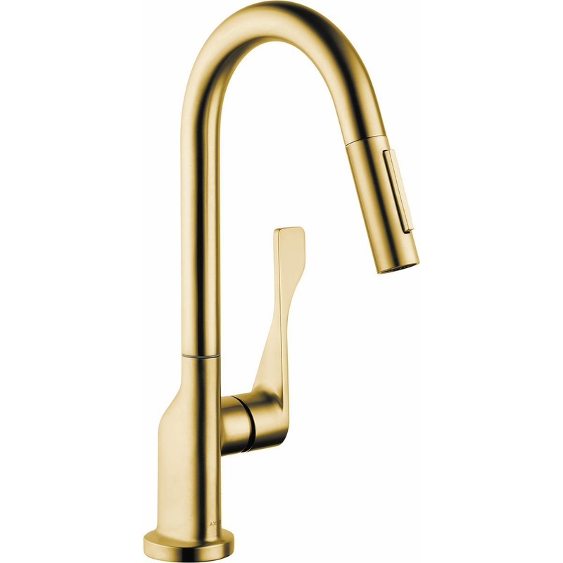 Axor Citterio Prep Kitchen Faucet with Pulldown Spray – Brushed Gold Optic 39836251 Axor