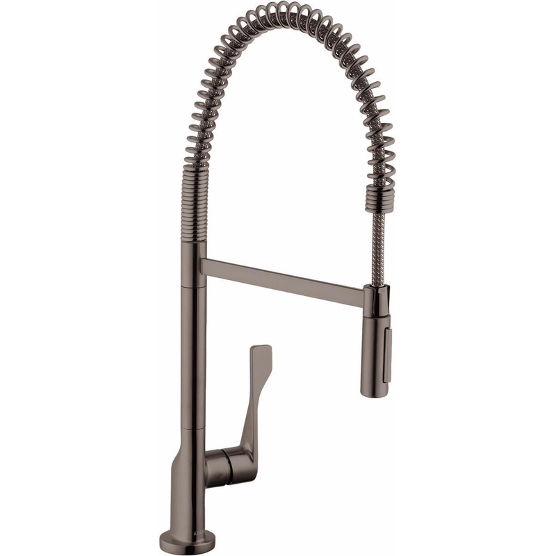 Axor Citterio Semi-Pro Kitchen Faucet with Spring Pulldown Spray – Brushed Black Chrome 39841341 Axor