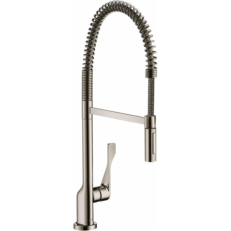 Axor Citterio Semi-Pro Kitchen Faucet with Spring Pulldown Spray – Polished Nickel 39841831 Axor