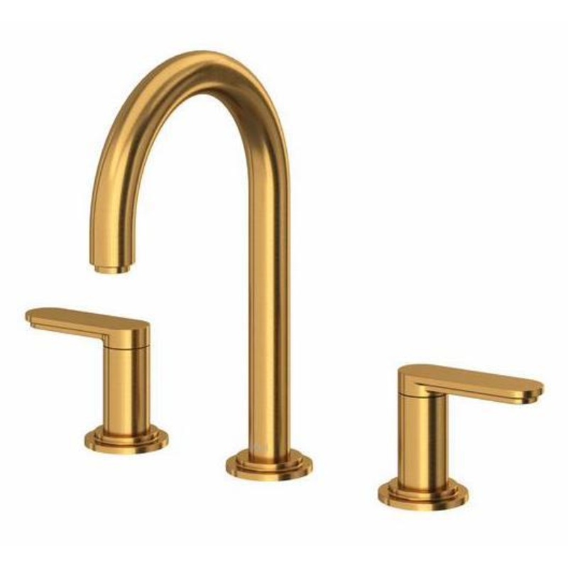Arca Widespread Bathroom Faucet With C-Spout with Lever Handles 1.2 GPM – Brushed Gold AARD08BG RIOBEL