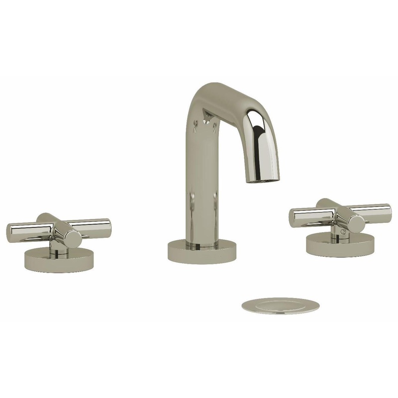 Riu Widespread Bathroom Faucet with U-Spout with Cross Handles 1.2 GPM – Polished Nickel RUSQ08+PN RIOBEL