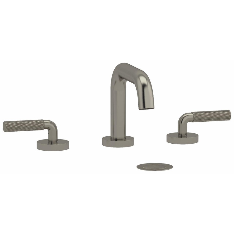 Riu Widespread Bathroom Faucet with U-Spout with Knurled Lever Handle 1.2 GPM – Brushed Nickel RUSQ08LKNBN RIOBEL