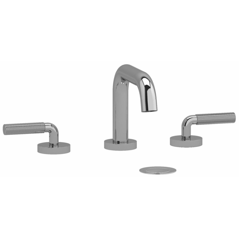 Riu Widespread Bathroom Faucet with U-Spout with Knurled Lever Handle 1.2 GPM – Chrome RUSQ08LKNC RIOBEL