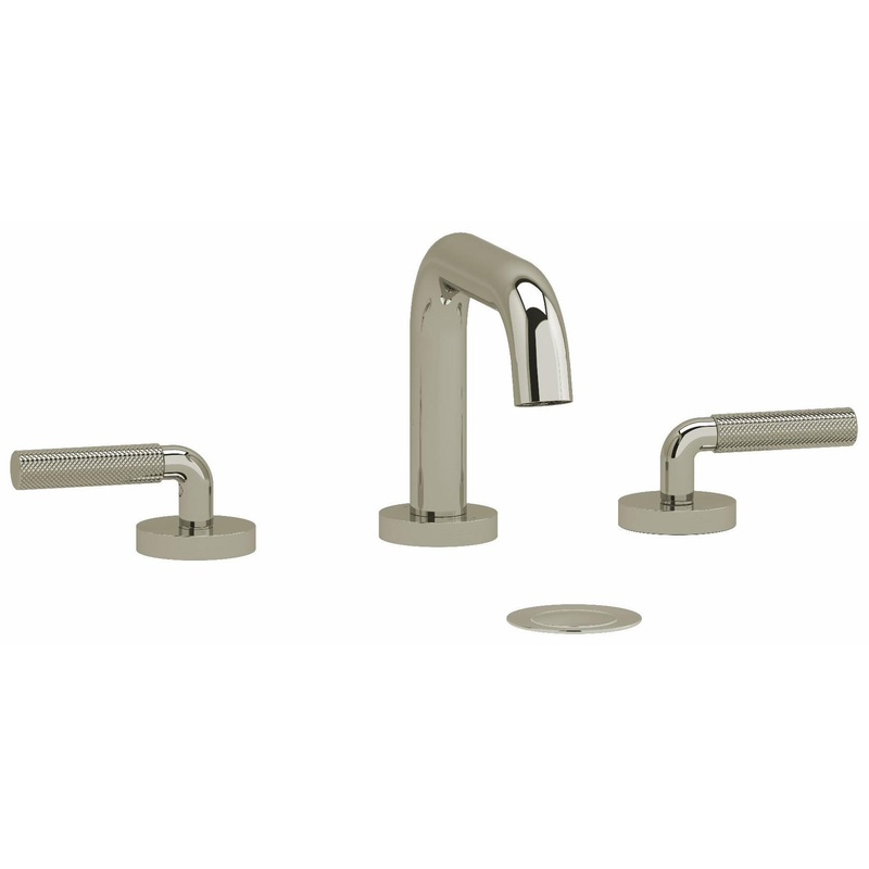 Riu Widespread Bathroom Faucet with U-Spout with Knurled Lever Handle 1.2 GPM – Polished Nickel RUSQ08LKNPN RIOBEL