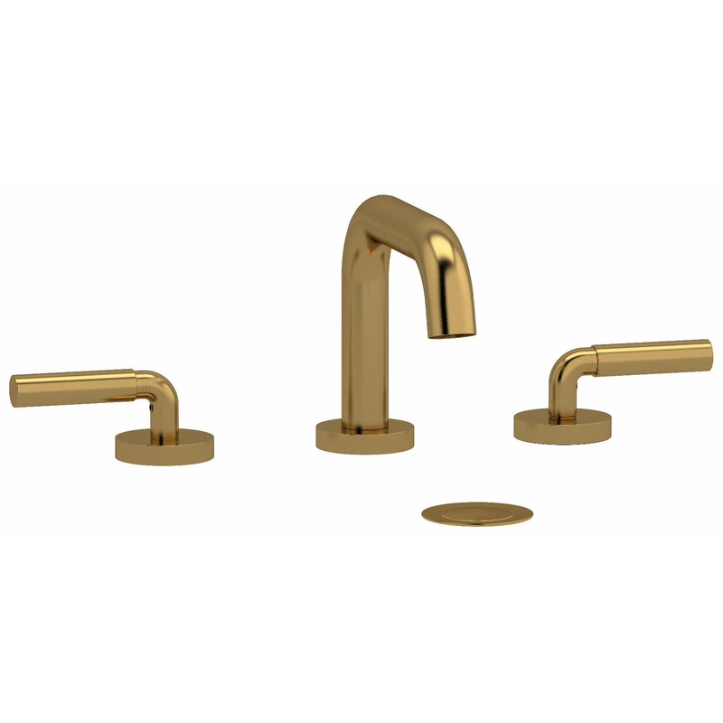 Riu Widespread Bathroom Faucet with U-Spout with Lever Handles 1.2 GPM – Brushed Gold RUSQ08LBG RIOBEL