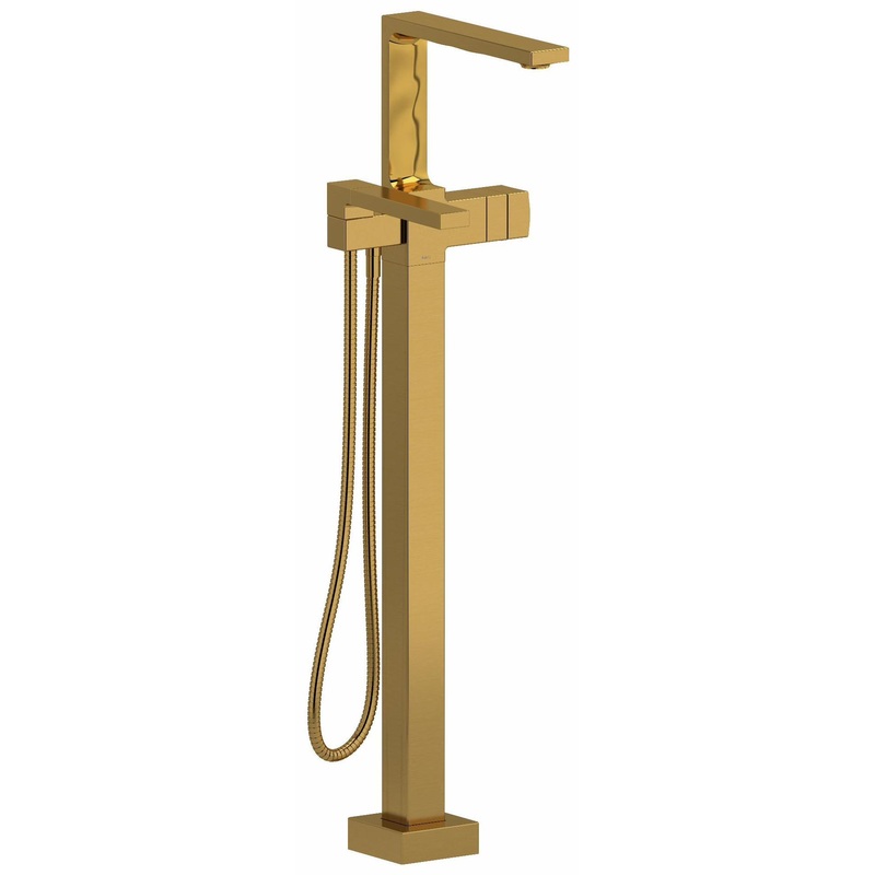 Reflet Single Hole Floor Mount Tub Filler Trim – Brushed Gold TRF39BG RIOBEL