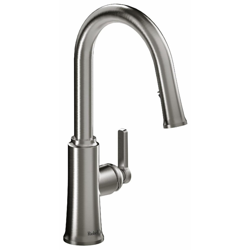 Trattoria Kitchen Faucet with Pulldown Spray with C-Spout – Stainless Steel TTRD101SS RIOBEL