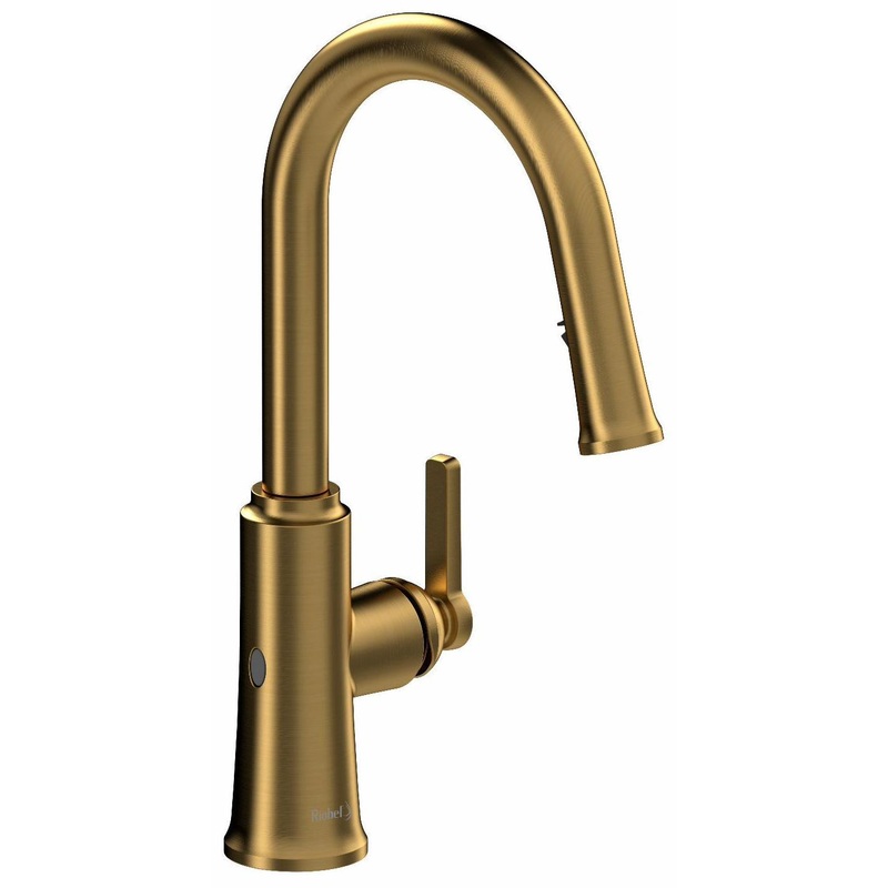 Trattoria Touchless Kitchen Faucet with Pulldown Spray with C-Spout – Brushed Gold TTRD111BG RIOBEL