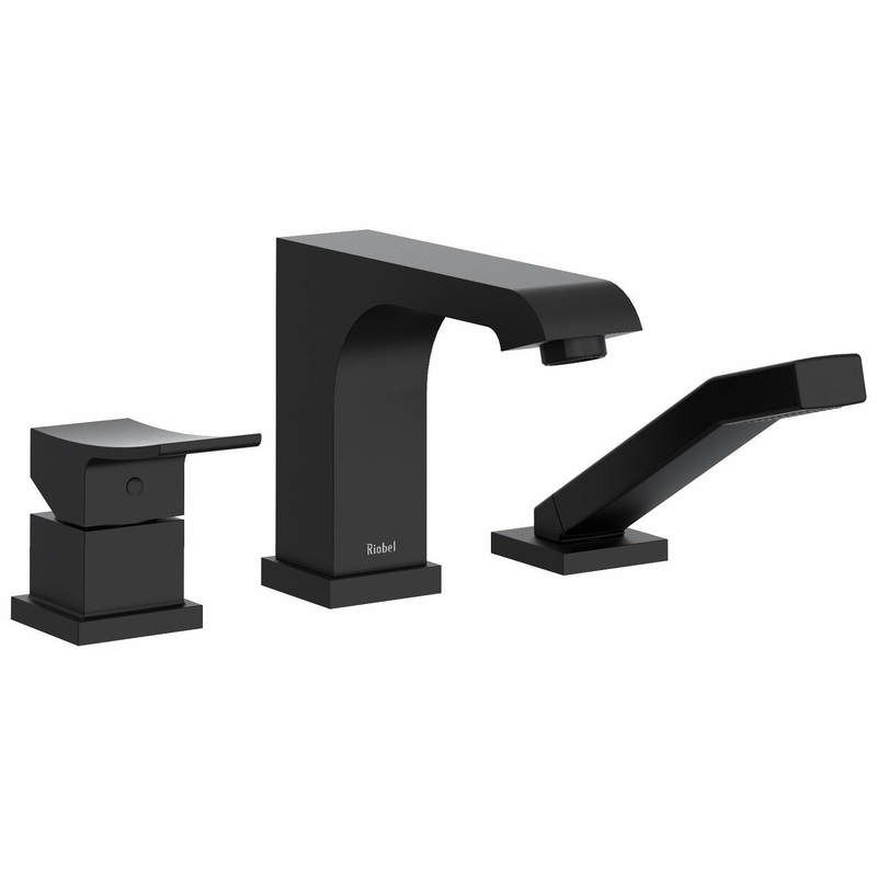 Zendo 3-Hole Deck-Mount Tub Filler With Hand Shower Trim – Black TZO10BK RIOBEL