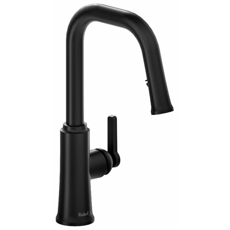 Trattoria Kitchen Faucet with Pulldown Spray with U-Spout – Black TTSQ101BK RIOBEL