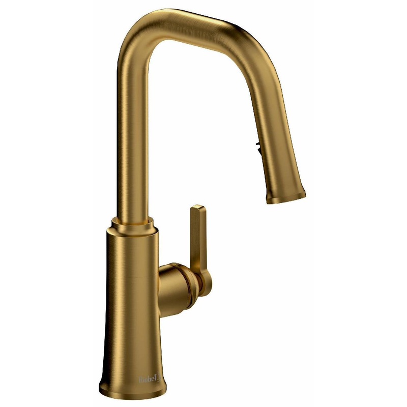 Trattoria Kitchen Faucet with Pulldown Spray with U-Spout – Brushed Gold TTSQ101BG RIOBEL