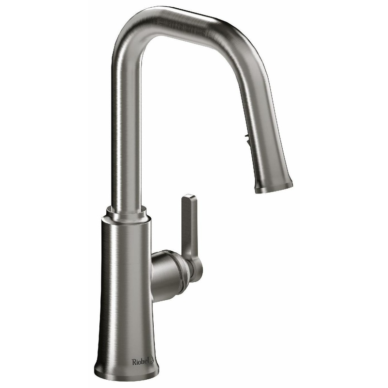 Trattoria Kitchen Faucet with Pulldown Spray with U-Spout – Stainless Steel TTSQ101SS RIOBEL