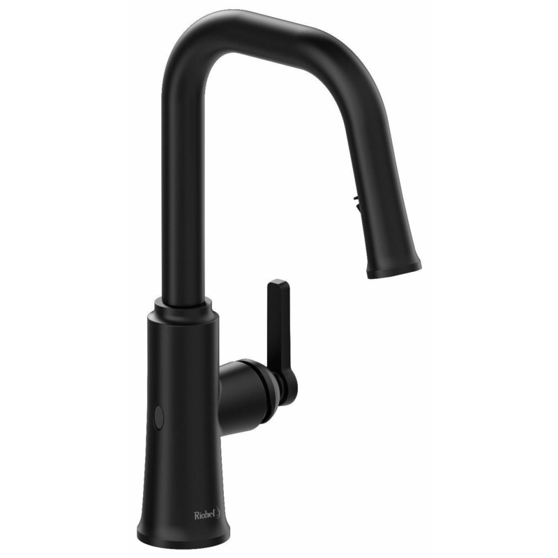 Trattoria Touchless Kitchen Faucet with Pulldown with U-Spout – Black TTSQ111BK RIOBEL