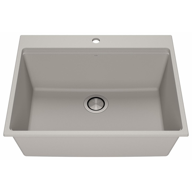 Bacia 27″ Granistone 1 Bowl Drop-In Kitchen Sink with Silicone Mat & Drain – Gris/Gray KS2139-330 Kalia