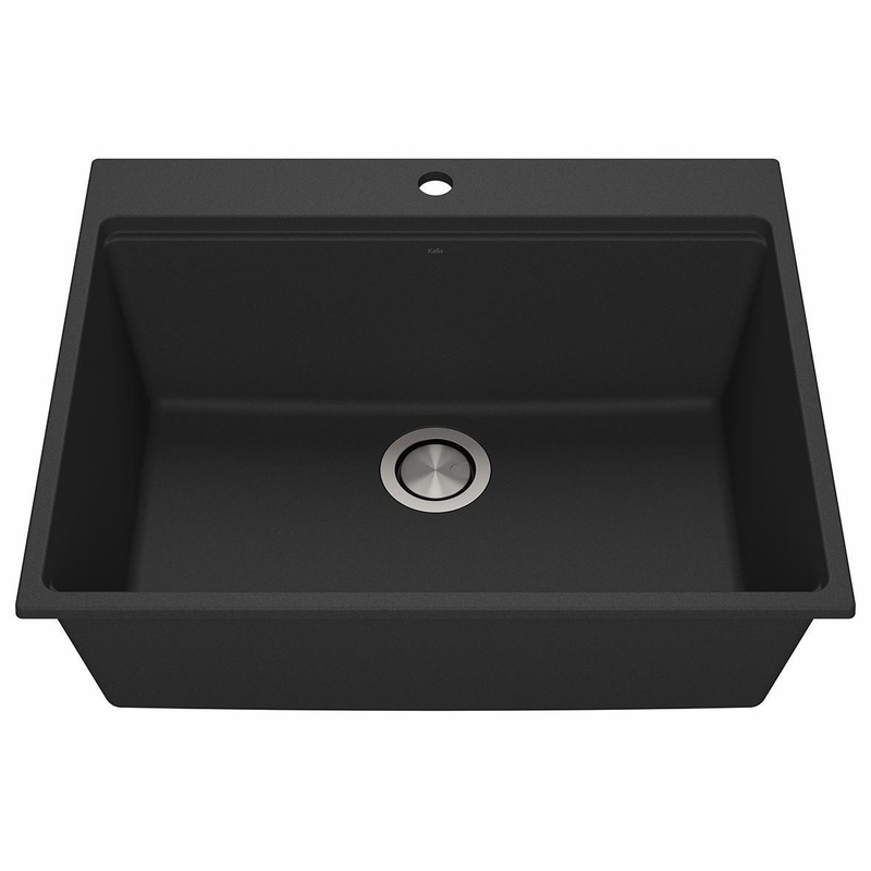 Bacia 27″ Granistone 1 Bowl Drop-In Kitchen Sink with Silicone Mat & Drain – Matte Black KS2139-320 Kalia