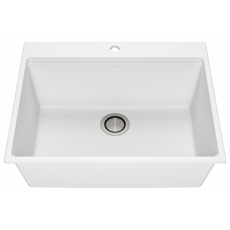 Bacia 27″ Granistone 1 Bowl Drop-In Kitchen Sink with Silicone Mat & Drain – White KS2139-310 Kalia