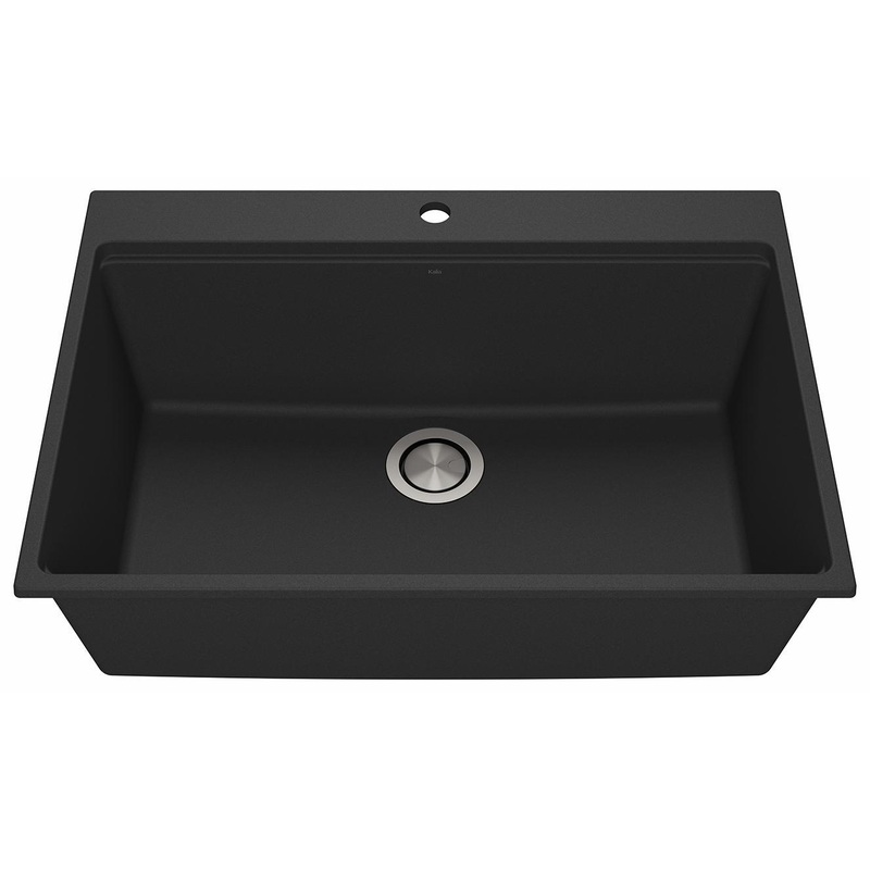 Bacia 31″ Granistone 1 Bowl Drop-In Kitchen Sink with Silicone Mat & Drain – Matte Black KS2140-320 Kalia