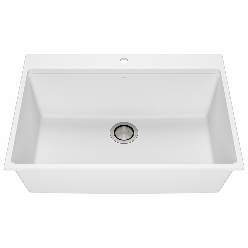 Bacia 31″ Granistone 1 Bowl Drop-In Kitchen Sink with Silicone Mat & Drain – White KS2140-310 Kalia