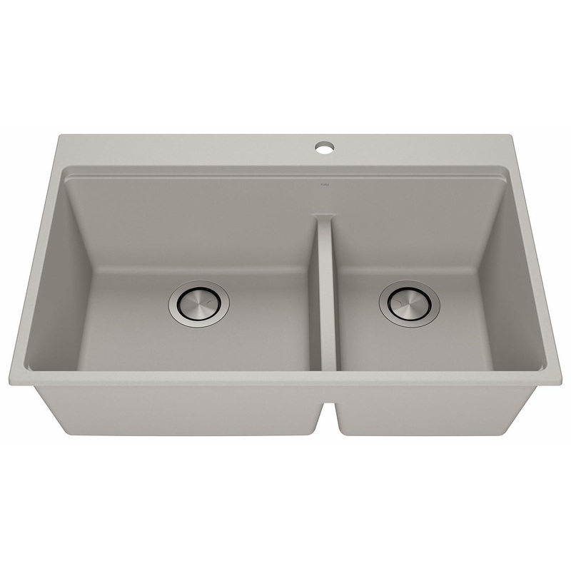 Bacia 33″ Granistone 1.75 Bowl Drop-In Kitchen Sink with Silicone Mat & Drain – Gris/Gray KS2141-330 Kalia
