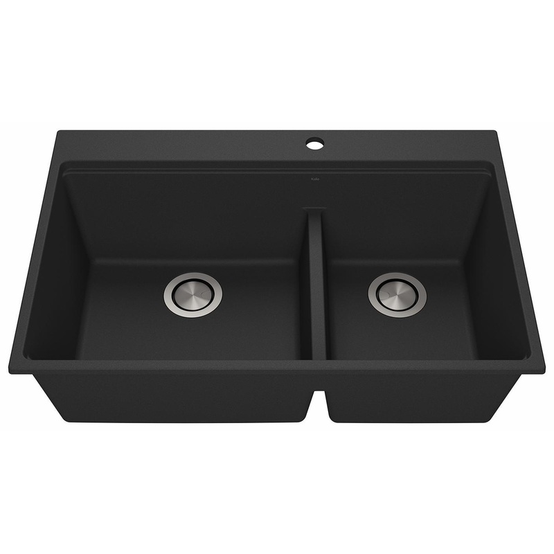Bacia 33″ Granistone 1.75 Bowl Drop-In Kitchen Sink with Silicone Mat & Drain – Matte Black KS2141-320 Kalia