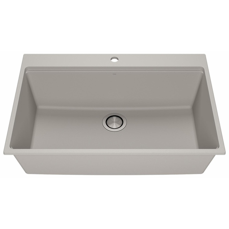 Bacia 33″ Granistone 1 Bowl Drop-In Kitchen Sink with Silicone Mat & Drain – Gris/Gray KS2123-330 Kalia
