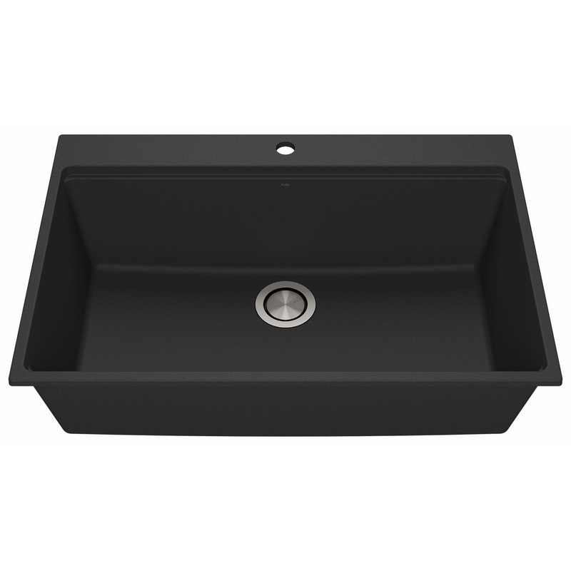 Bacia 33″ Granistone 1 Bowl Drop-In Kitchen Sink with Silicone Mat & Drain – Matte Black KS2123-320 Kalia