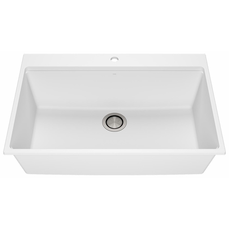 Bacia 33″ Granistone 1 Bowl Drop-In Kitchen Sink with Silicone Mat & Drain – White KS2123-310 Kalia