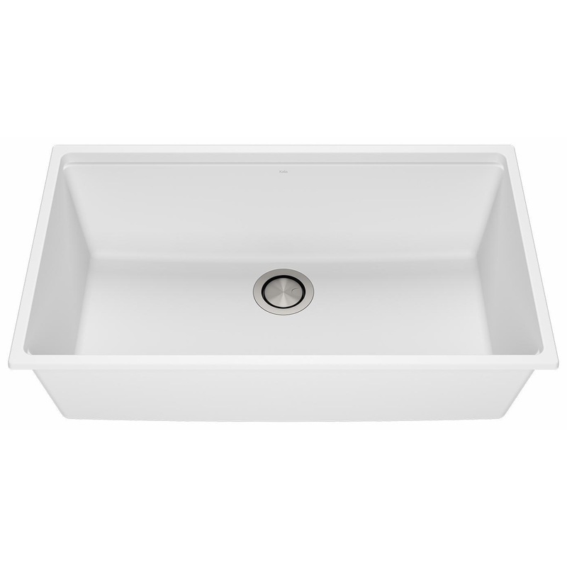 Bacia 33″ Granistone 1 Bowl Undermount Kitchen Sink with Silicone Mat & Drain – White KS2125-310 Kalia